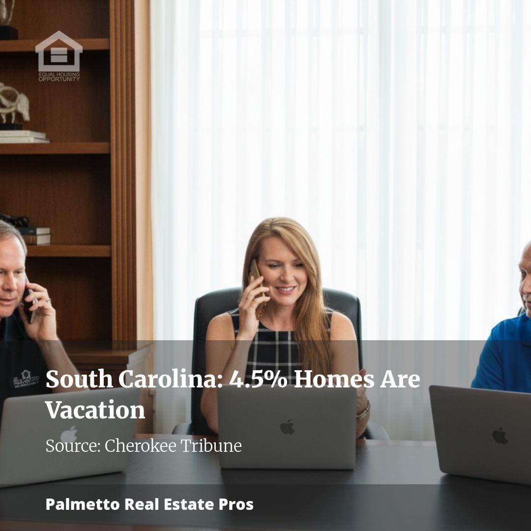 Vacation Homes Make Up 4.5% of South Carolina Housing, 15th Most in the U.S.